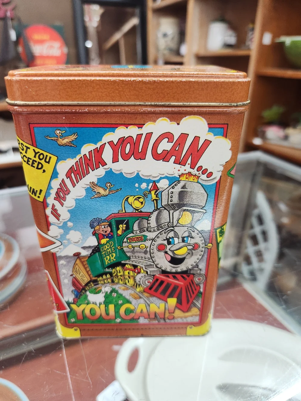Vintage Style Kids Train Tin Box - Brown